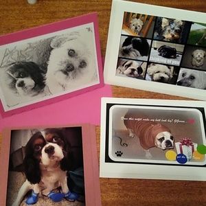 Blank  photo greeting cards, handmade of dogs